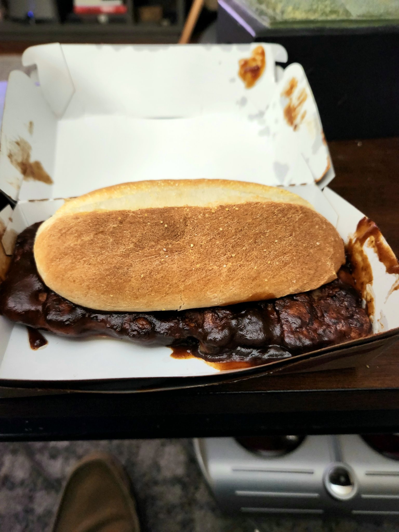McRib is back! — a close-up of the McRib sandwich, Sat · Oct 22, 2022
