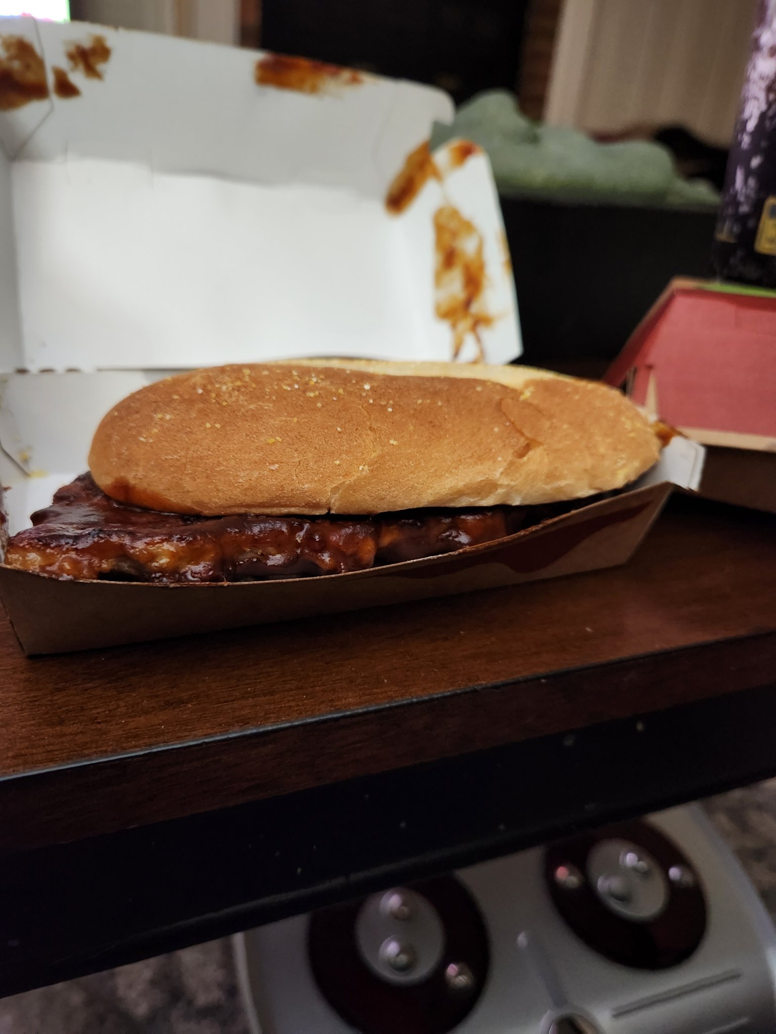 McRib is back! — the McRib sandwich from the side, Sat · Oct 22, 2022