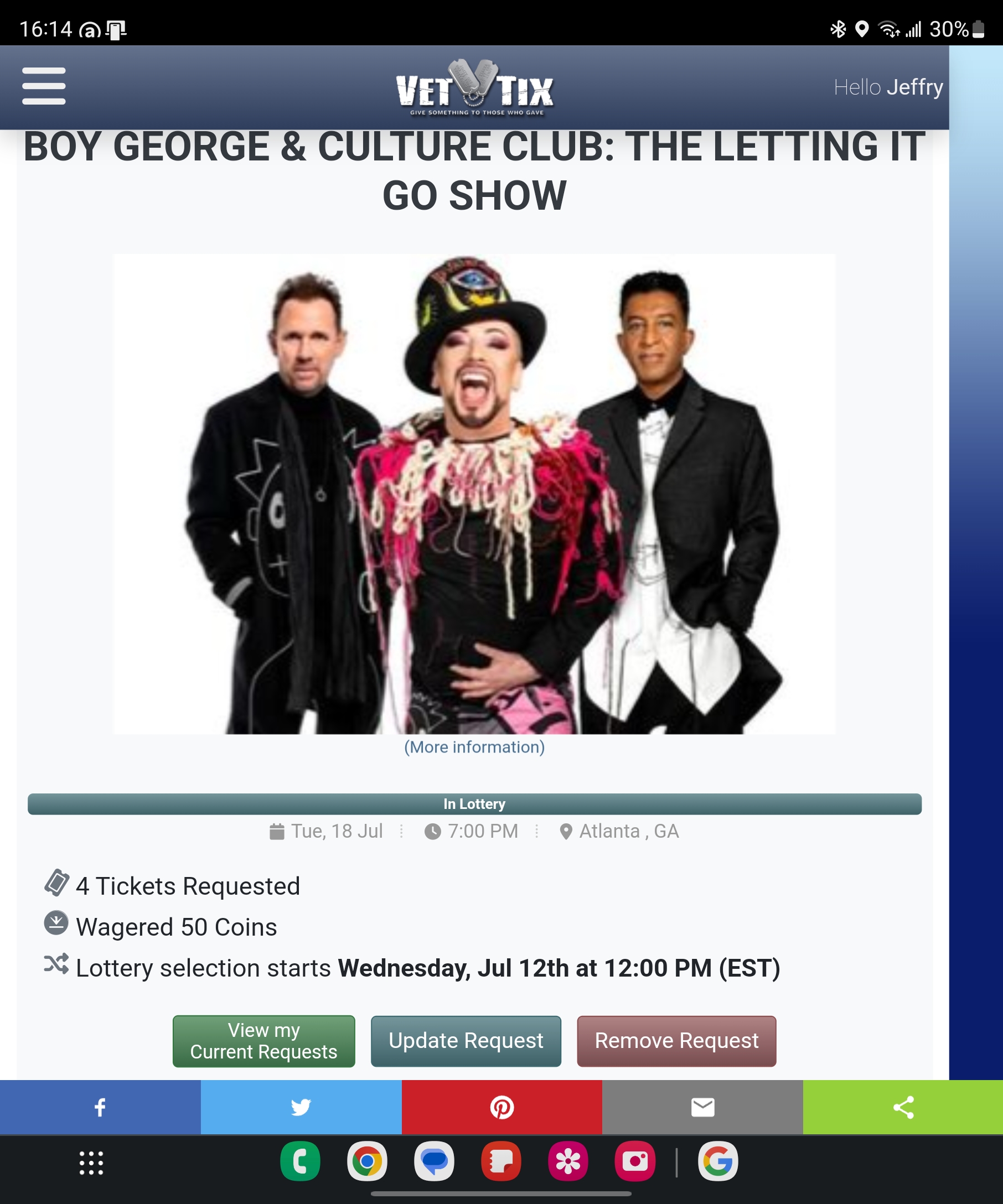 Ticket for Boy George & Culture Club at Cadence Bank Amphitheatre at Chastain Park — 2023-07-18