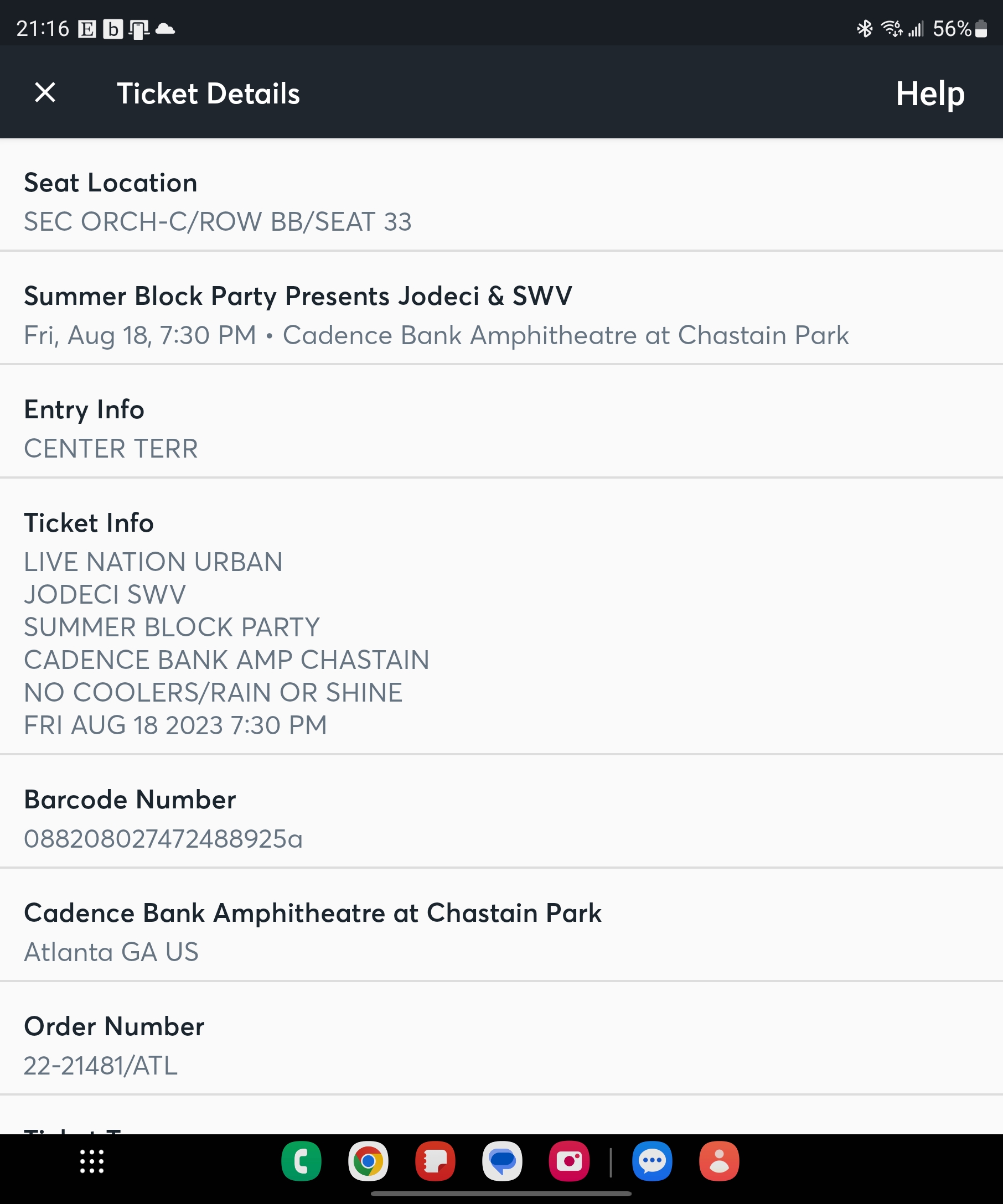 Ticket for Jodeci at Cadence Bank Amphitheatre at Chastain Park — 2023-08-18