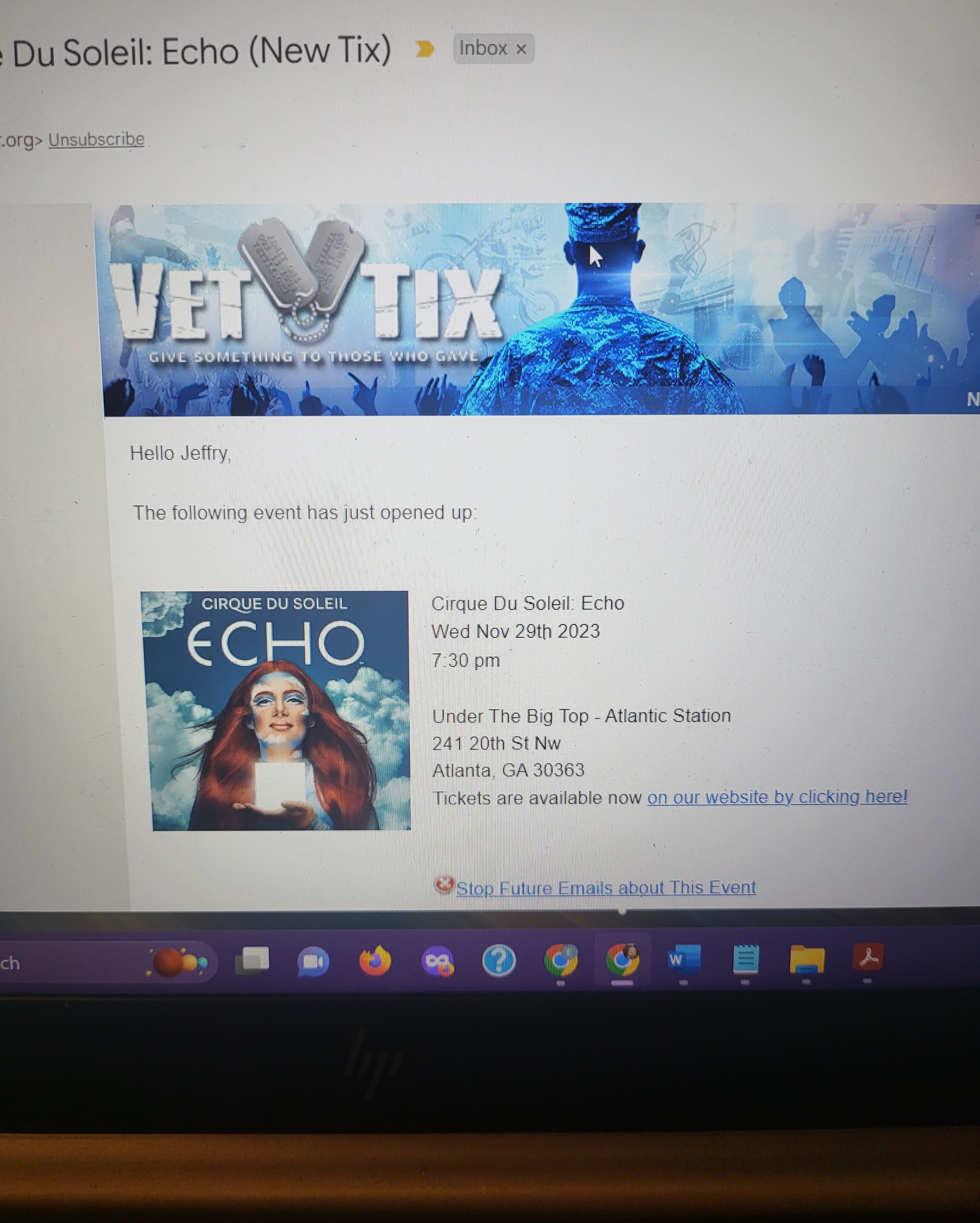 Ticket for Cirque du Soleil: Echo at Under The Big Top, Atlantic Station — 2023-11-29