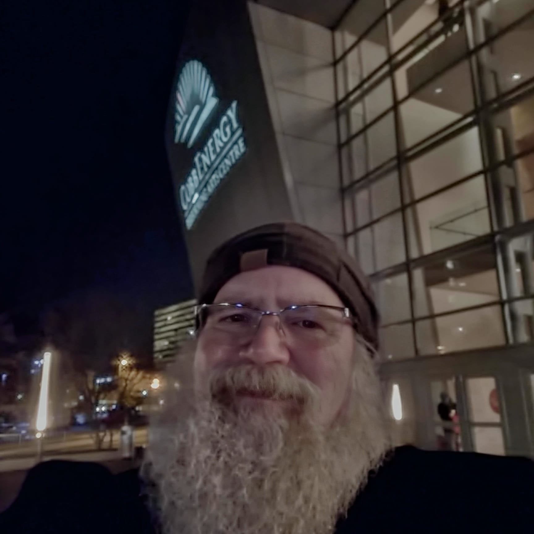 La Bohème — Jeffry outside the Cobb Energy Performing Arts Centre at night, Sat · Jan 20, 2024