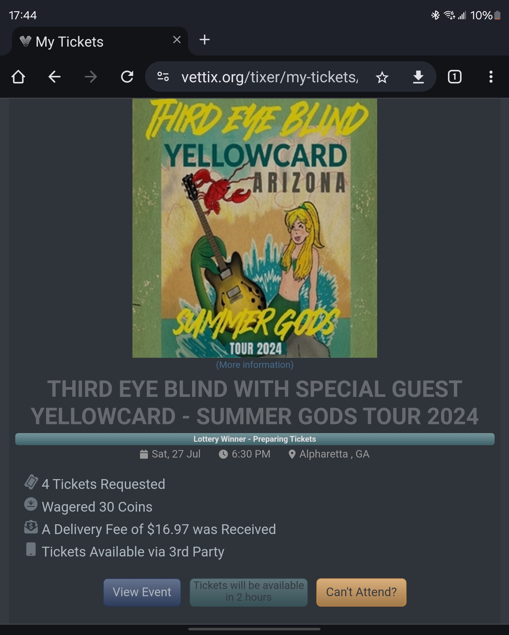 Ticket for Third Eye Blind at Ameris Bank Amphitheatre — 2024-07-27
