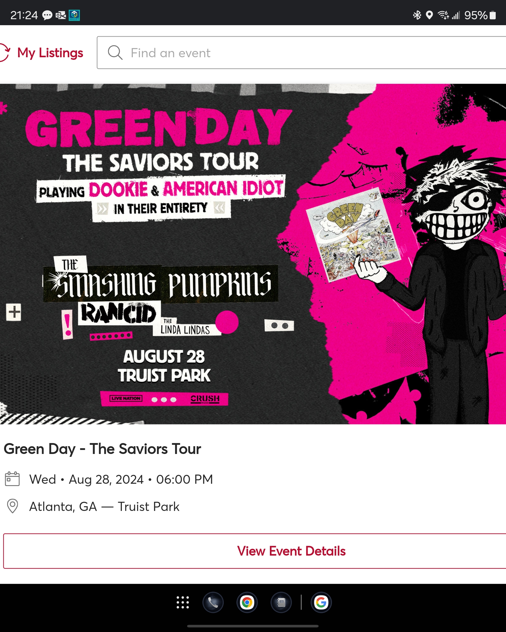 Ticket for Green Day at Truist Park — 2024-08-28