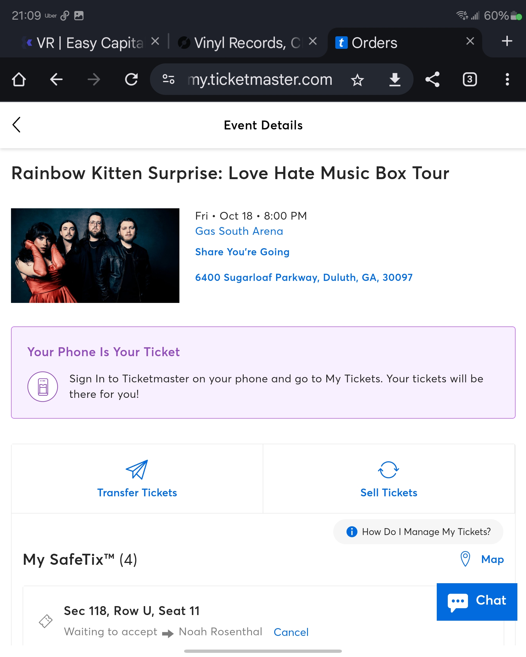 Ticket for Rainbow Kitten Surprise at Gas South Arena — 2024-10-18