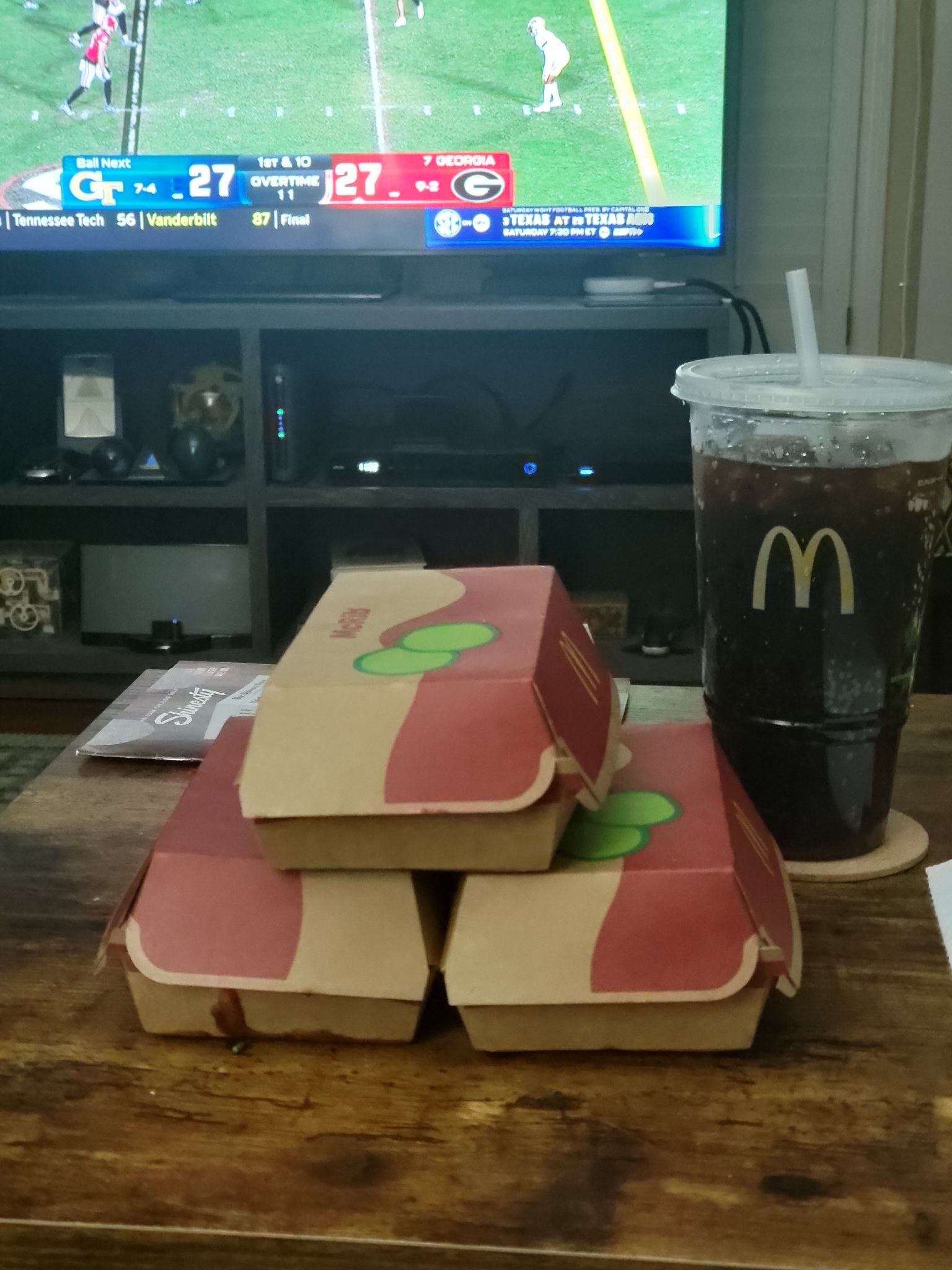 McRib is back! — the McRib boxes at home, football on TV, Fri · Nov 29, 2024