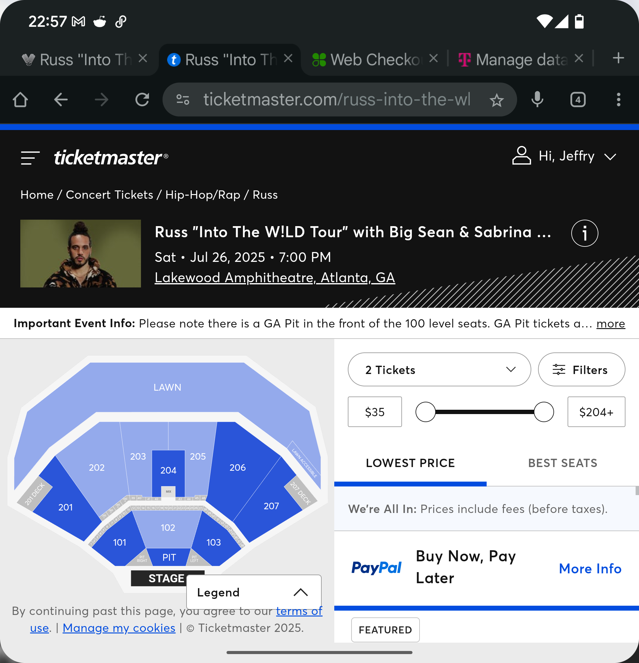 Ticket for Russ at Lakewood Amphitheatre, Atlanta — 2025-07-26
