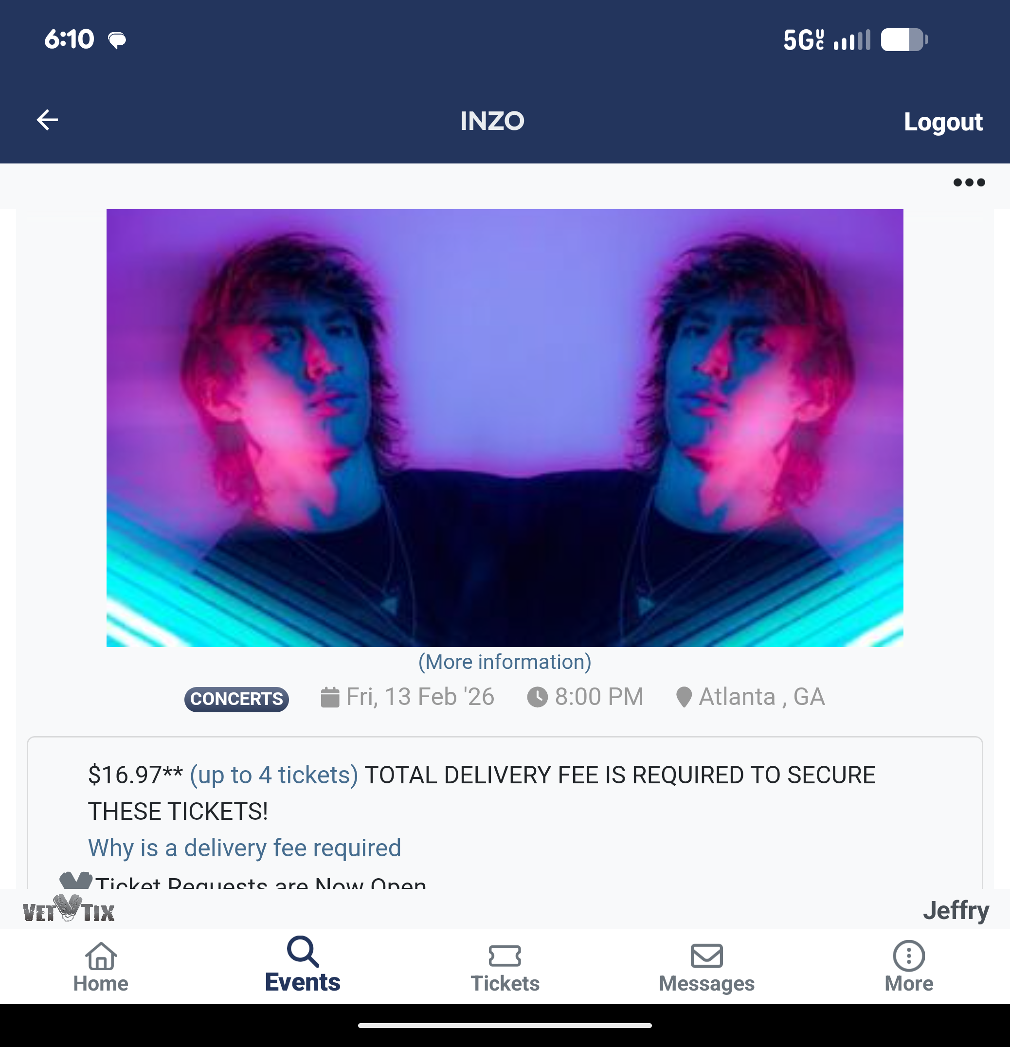Ticket for INZO at Atlanta — 2026-02-13